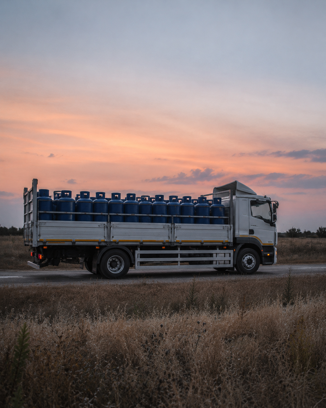 Camion carico di bombole in consegna